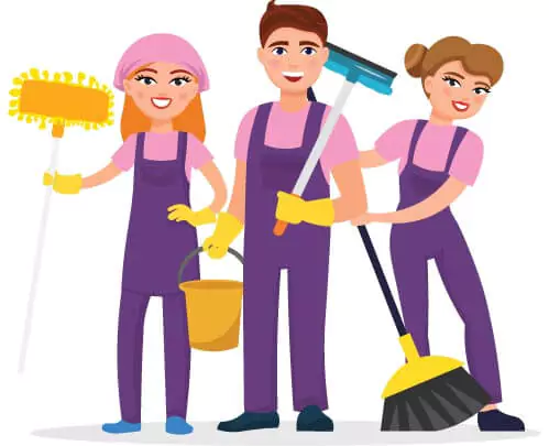 Three vacate cleaners holding broom and mop- Bond cleaning in Perth FAQs