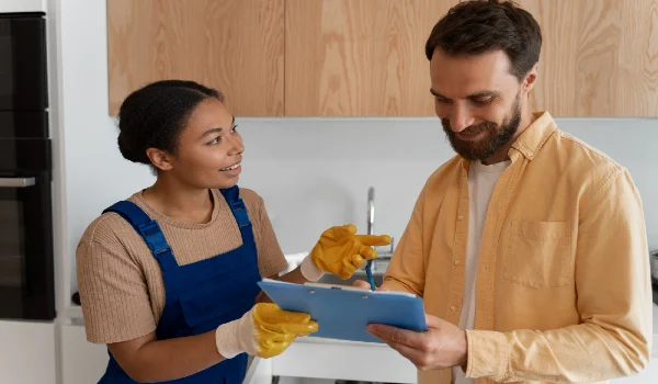 Side view woman working as cleaner
