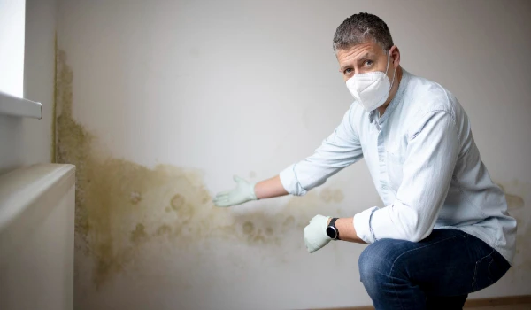A man showing mould on a wall